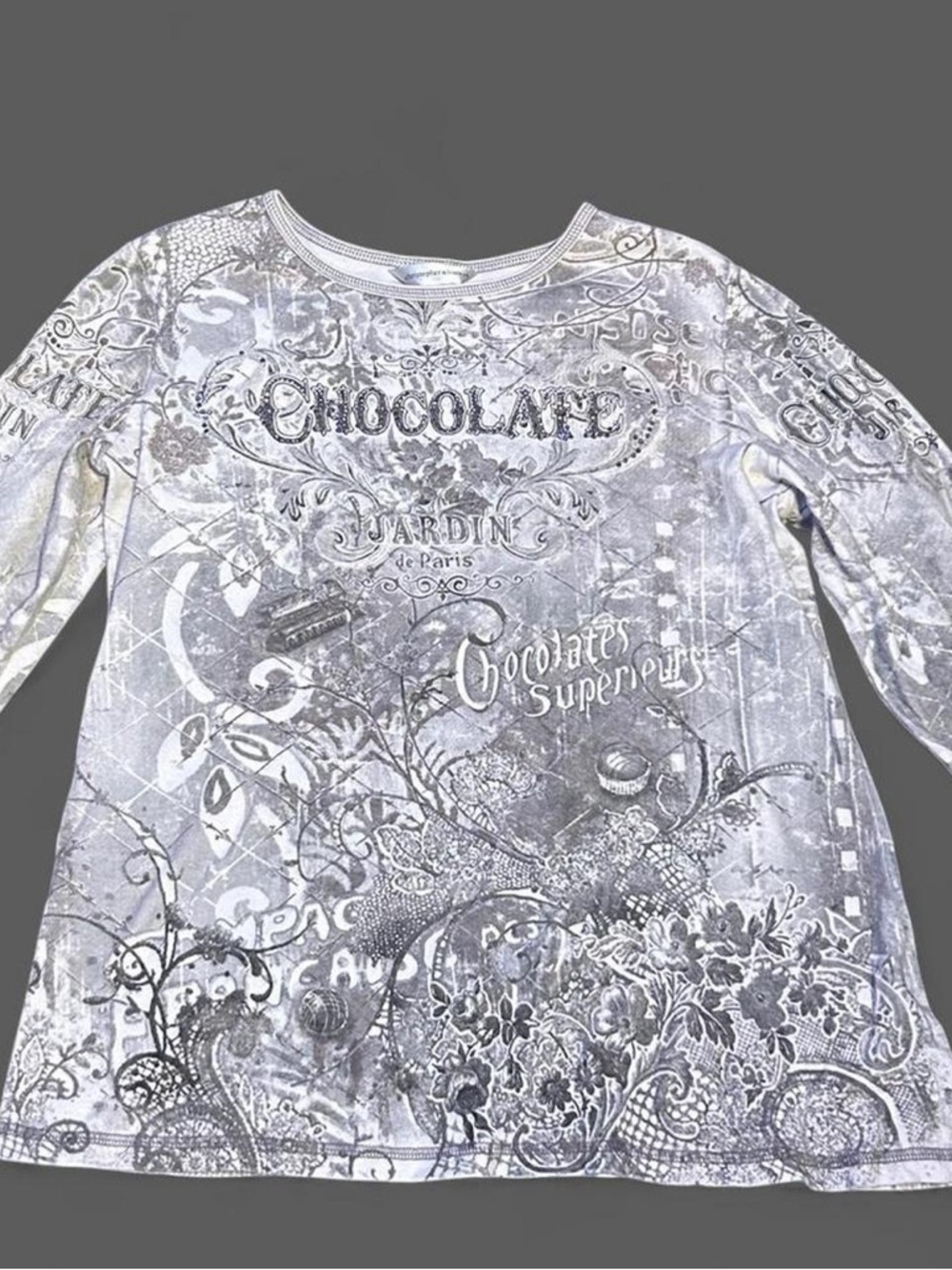 Christopher & Banks Grey Graphic Long-Sleeve Tee